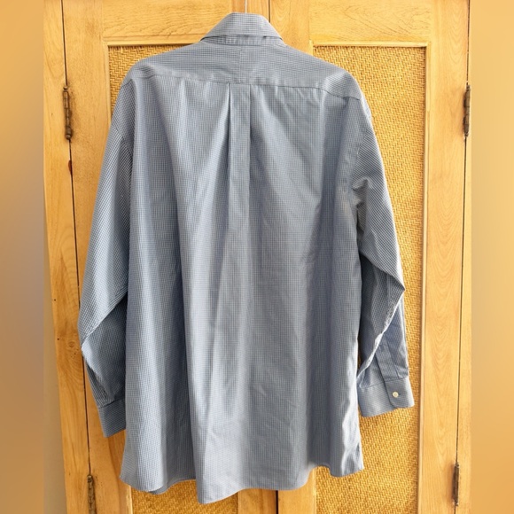 Jos. A. Banks Men’s Travelers Collection Button Dress Shirt Blue Gingham 17/34 - Picture 3 of 3